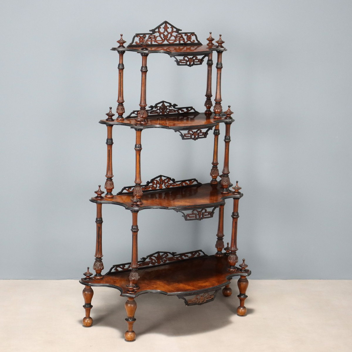 Antique Etagere Walnut Burl Walnut Baluster XIX Century
