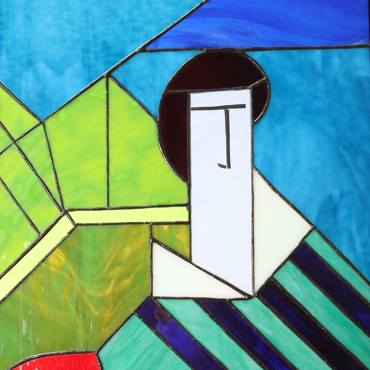 Antique Stained Glass Doors Abstract Subject Italy XX Century-photo-2