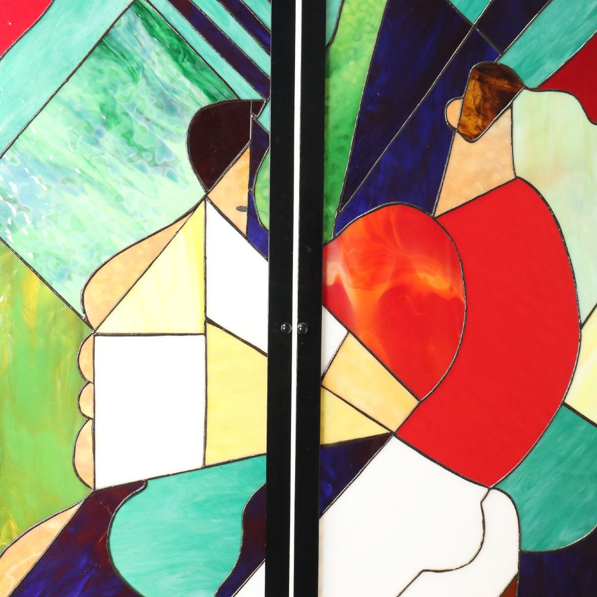 Antique Stained Glass Doors Abstract Subject Italy XX Century-photo-4