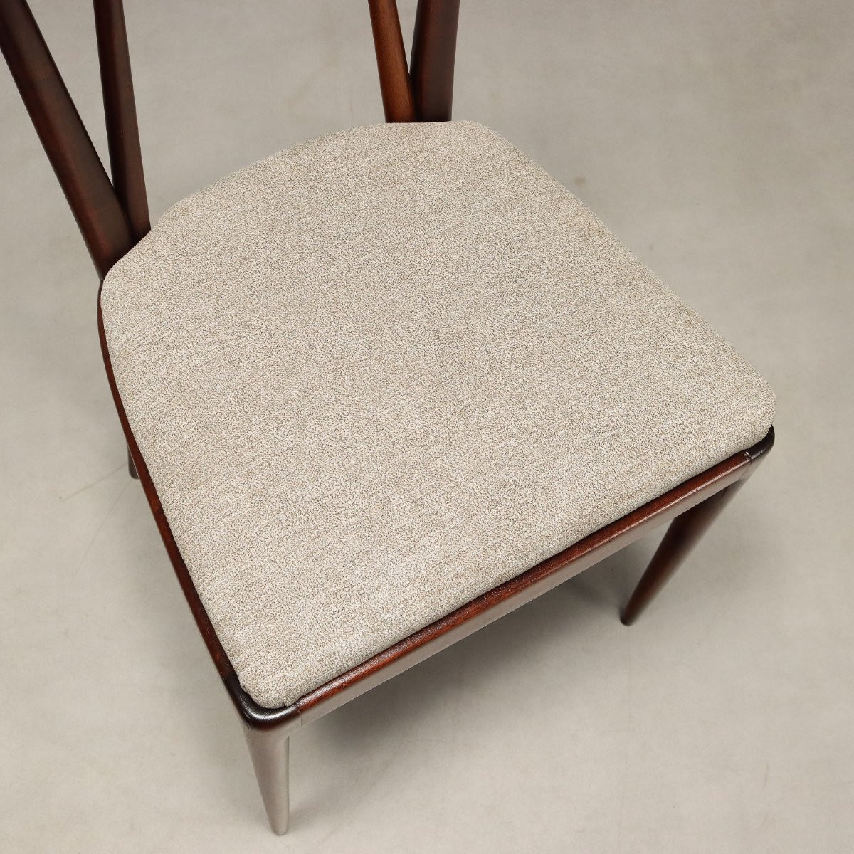 Vintage Chairs Mahogany Fabric Design Italy 1950s-photo-2