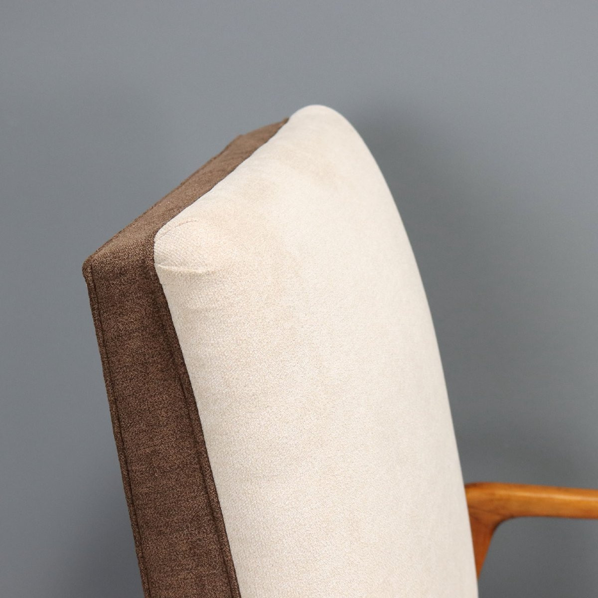 Fauteuils Vintage Hêtre Teinté Tissu Rembourrage Design Années 50-photo-4