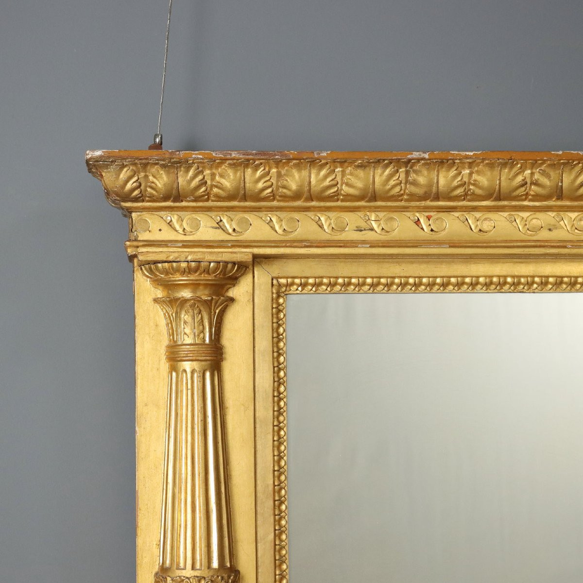 Miroir Ancien Restauration Bois Gravé Doré Italie XIXe Siècle-photo-3