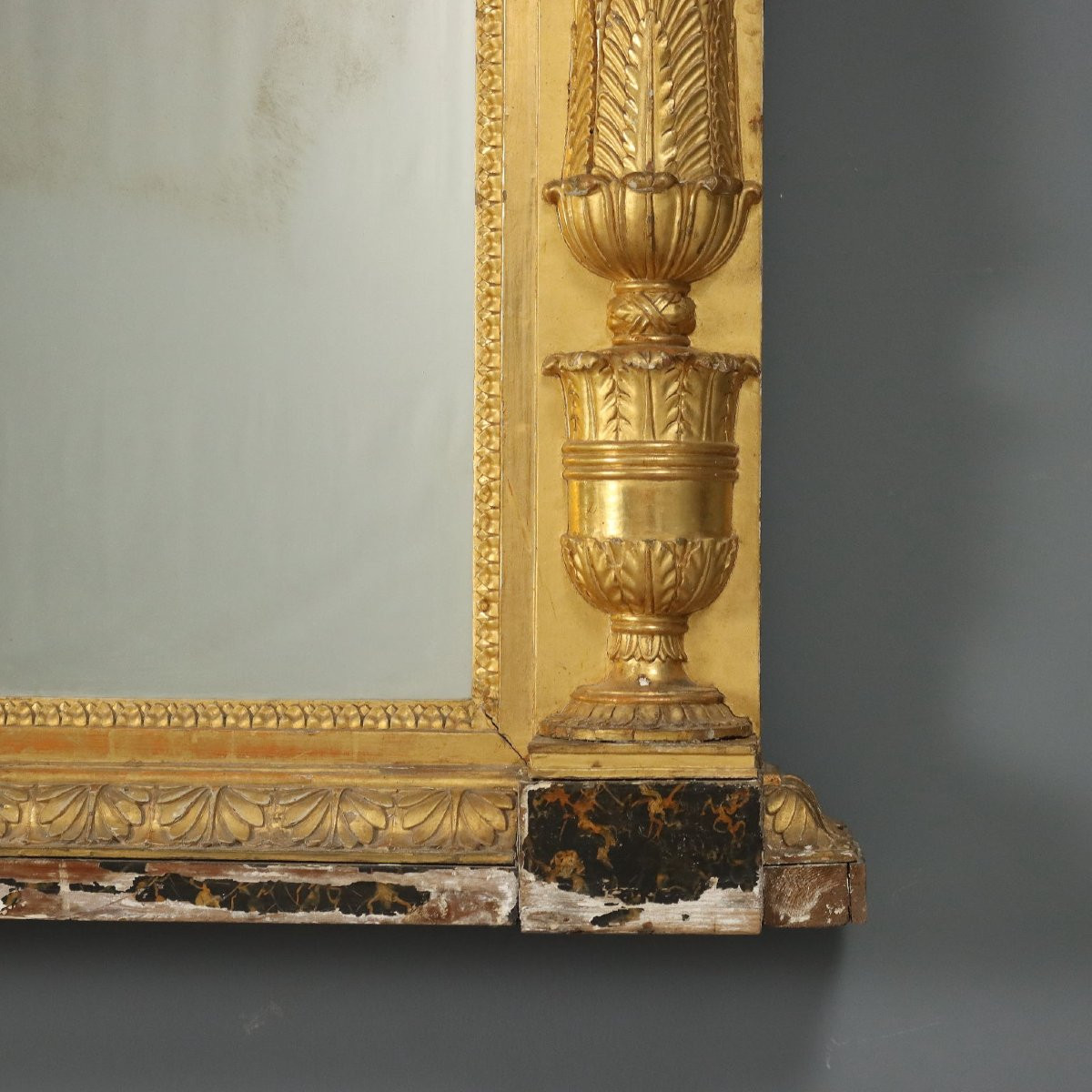 Miroir Ancien Restauration Bois Gravé Doré Italie XIXe Siècle-photo-4