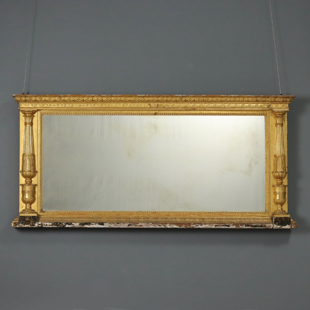 Miroir Ancien Restauration Bois Gravé Doré Italie XIXe Siècle