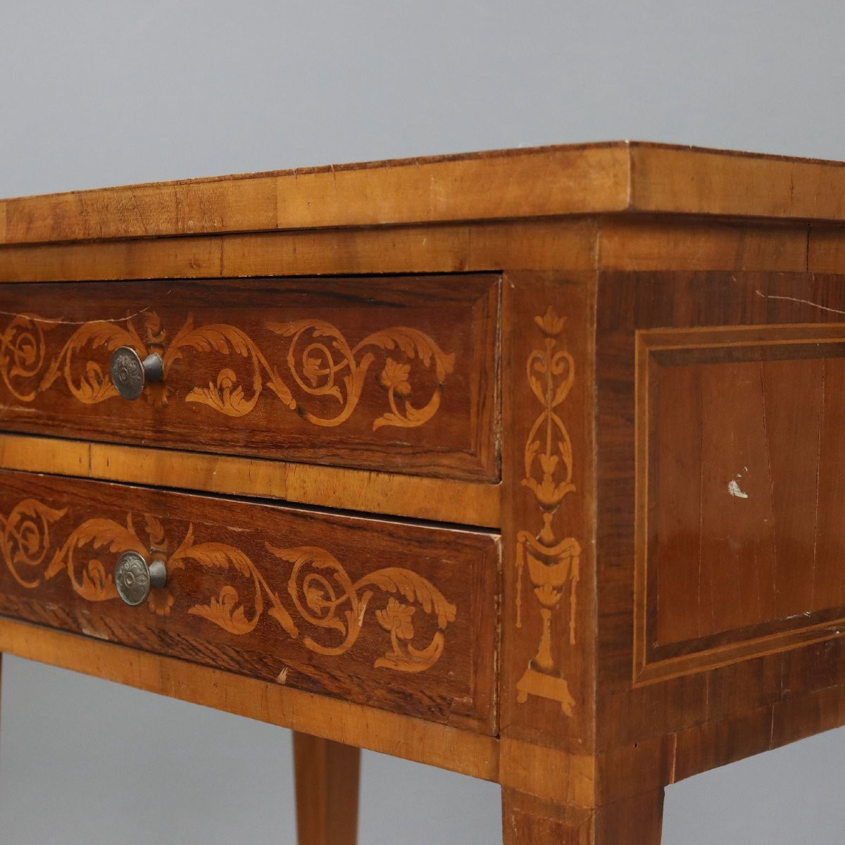 Tables de Chevet Anciennes Style Néoclassique Noyer Italie XXe Siècle-photo-3