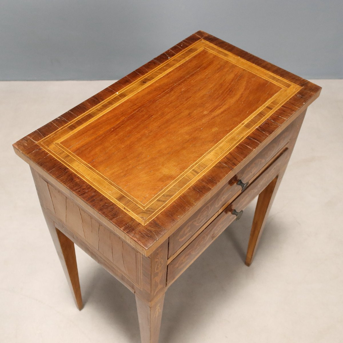 Tables de Chevet Anciennes Style Néoclassique Noyer Italie XXe Siècle-photo-2