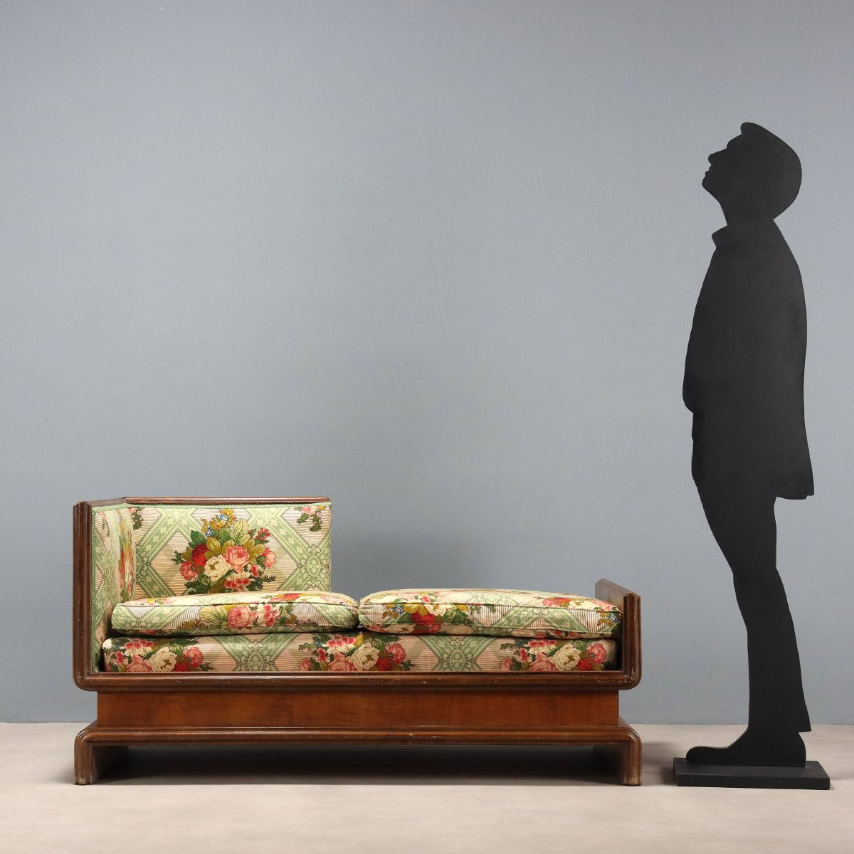 Antique Sofa Art Déco Walnut Fabric Italy XX Century-photo-2