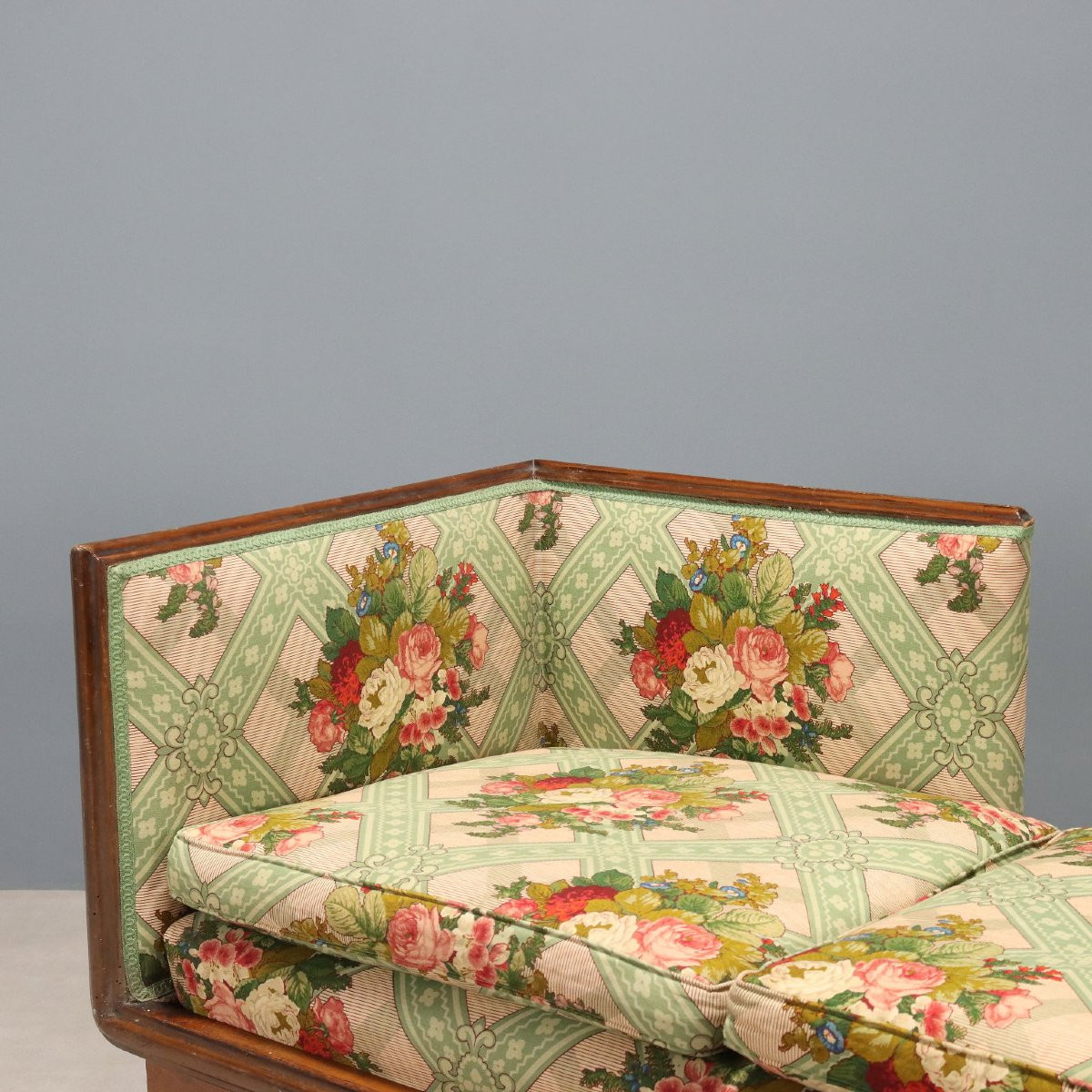 Antique Sofa Art Déco Walnut Fabric Italy XX Century-photo-3