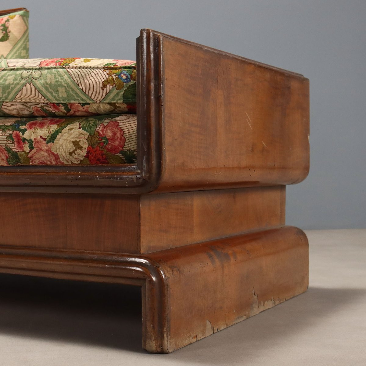 Antique Sofa Art Déco Walnut Fabric Italy XX Century-photo-4