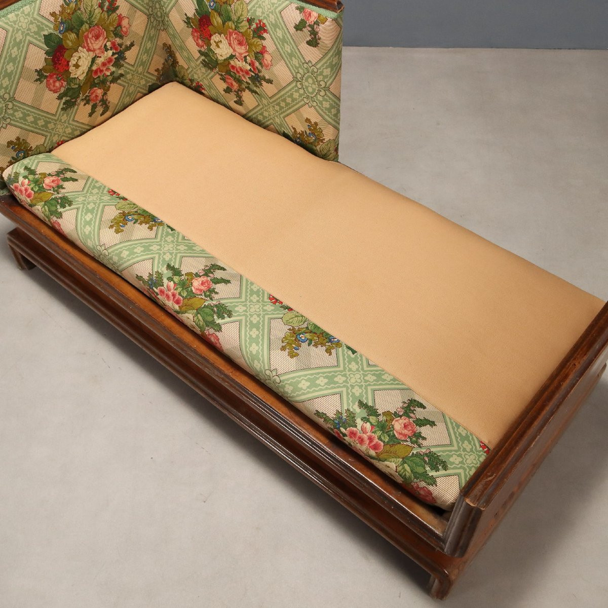 Antique Sofa Art Déco Walnut Fabric Italy XX Century-photo-3