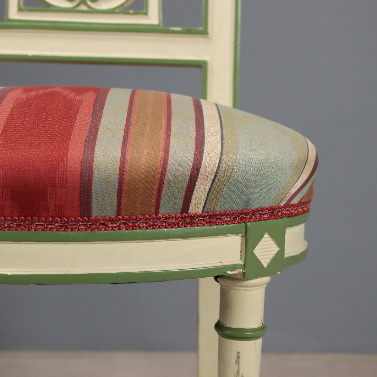 Group Of Seven Neoclassical Style Chairs Italy 20th Century-photo-3