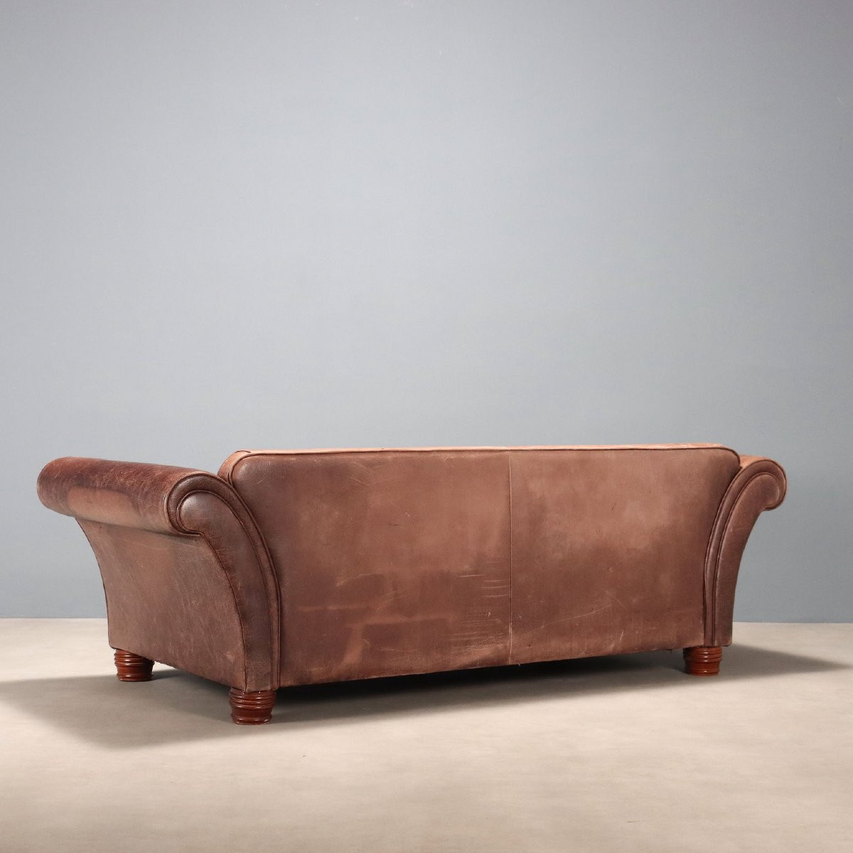 Brown Leather Sofa Italy 20th Century-photo-4
