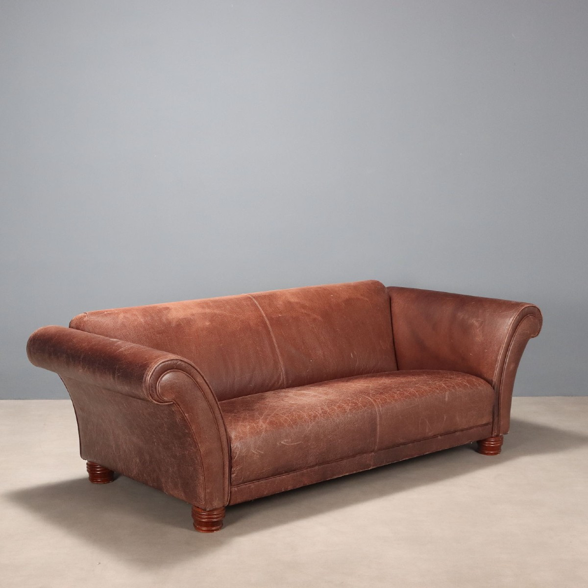 Brown Leather Sofa Italy 20th Century