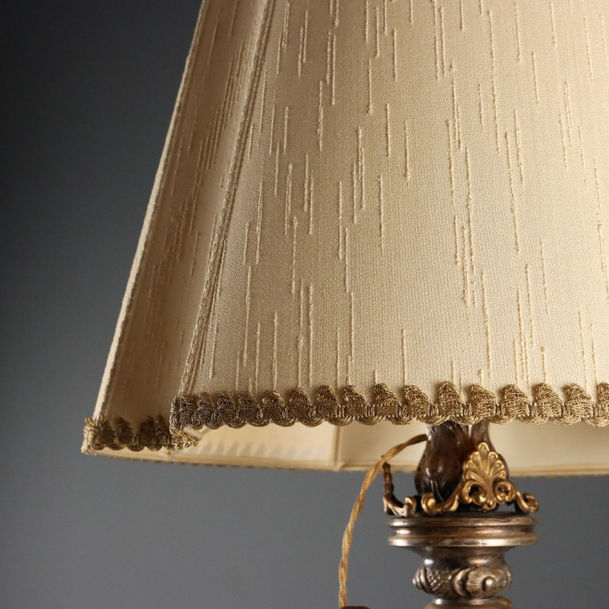 Silver Plated Sheet Metal Table Lamp Italy 19th Century-photo-3