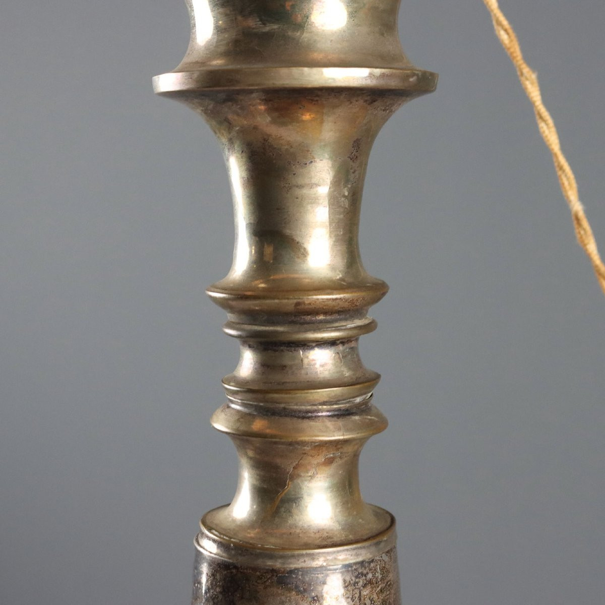 Silver Plated Sheet Metal Table Lamp Italy 19th Century-photo-4