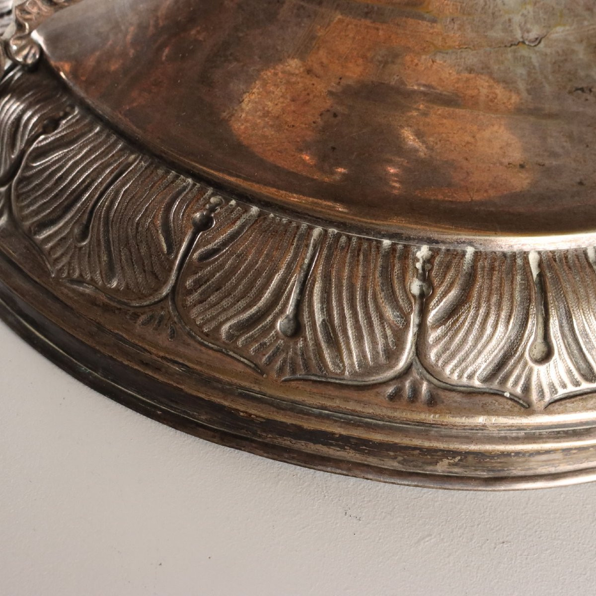 Silver Plated Sheet Metal Table Lamp Italy 19th Century-photo-7