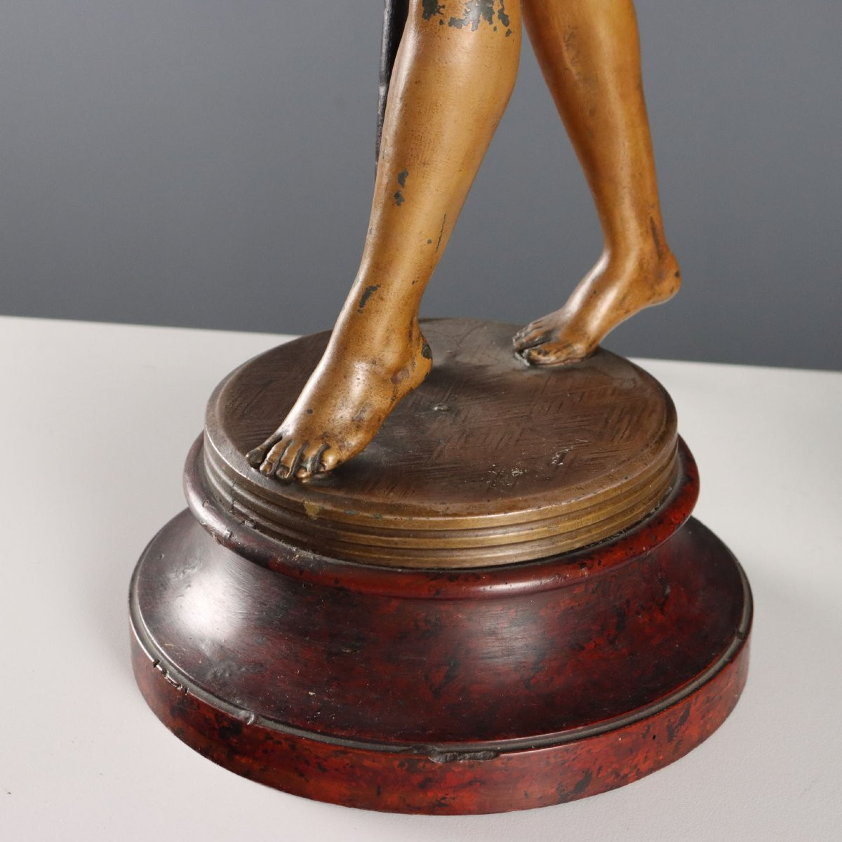 Lampes de Table Anciennes Métal Laqué Bois du XXe Siècle-photo-8