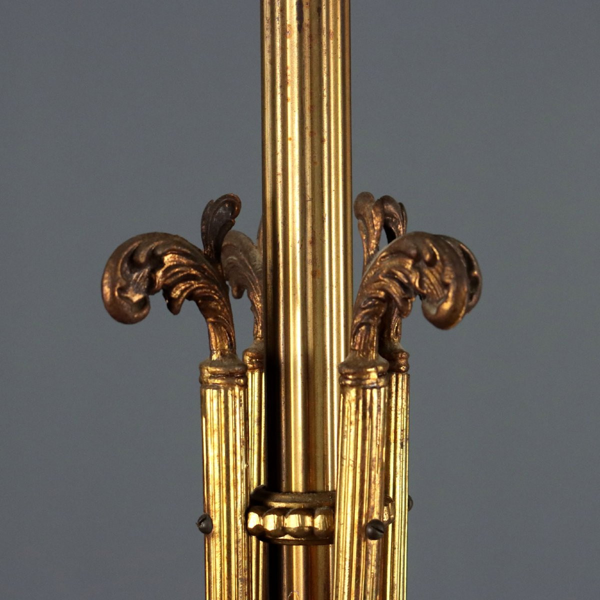 Antique Chandelier Empire Style Gilded Metal Glass XX Century-photo-2