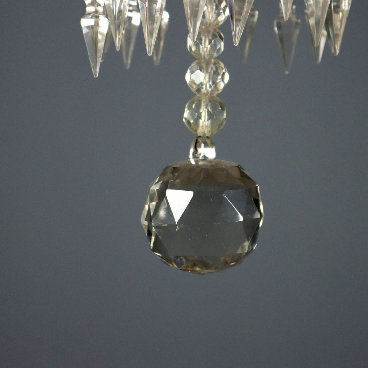 Antique Chandelier Empire Style Gilded Metal Glass XX Century-photo-4