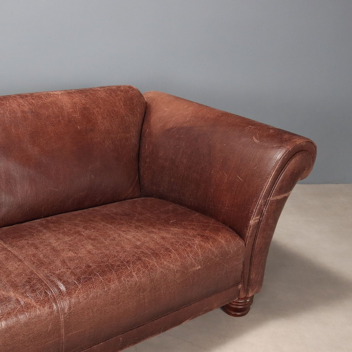 Brown Leather Sofa Italy 20th Century-photo-4