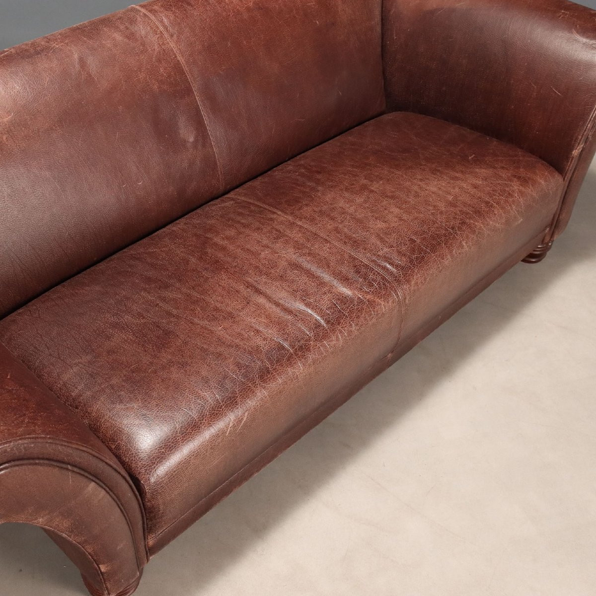 Brown Leather Sofa Italy 20th Century-photo-3