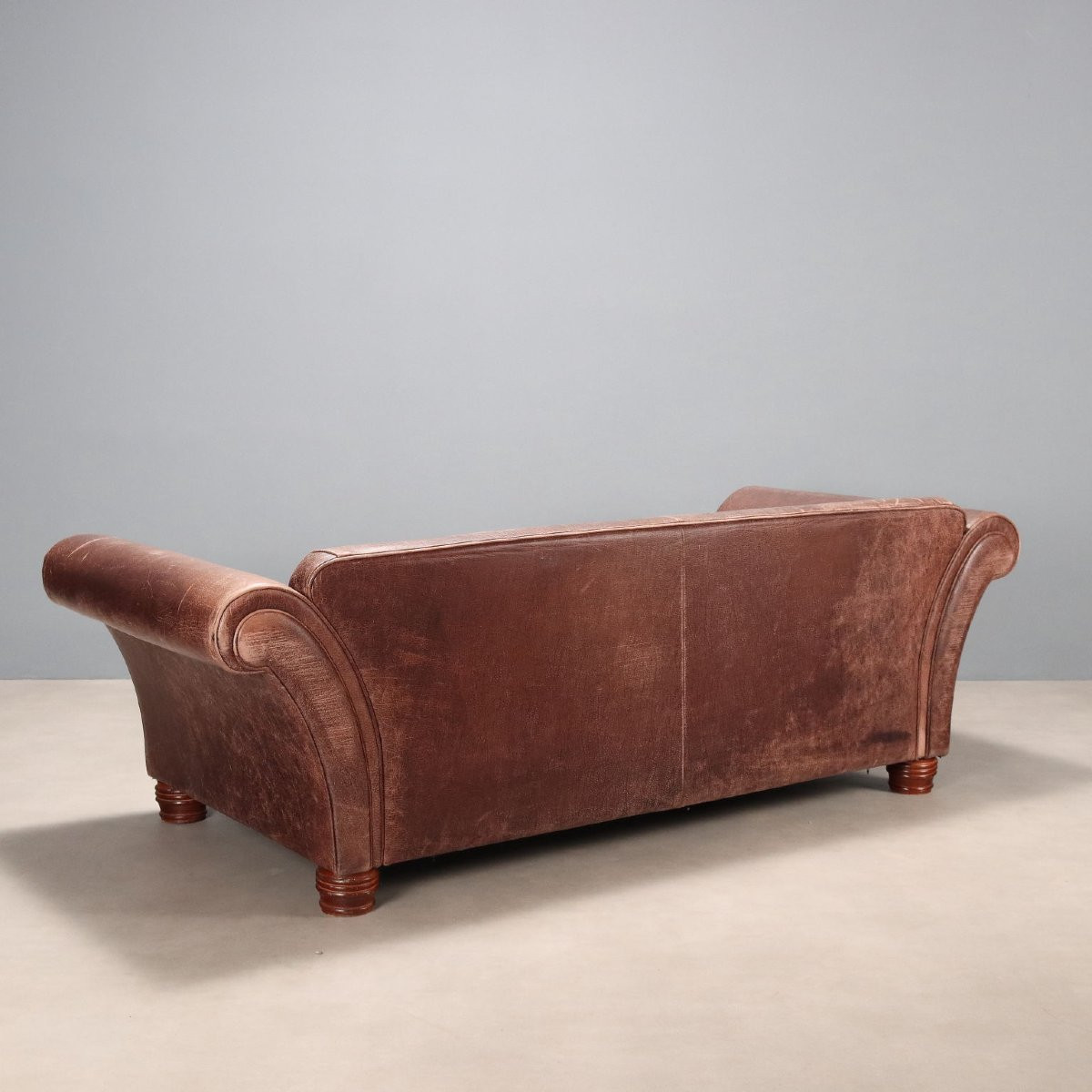 Brown Leather Sofa Italy 20th Century-photo-4
