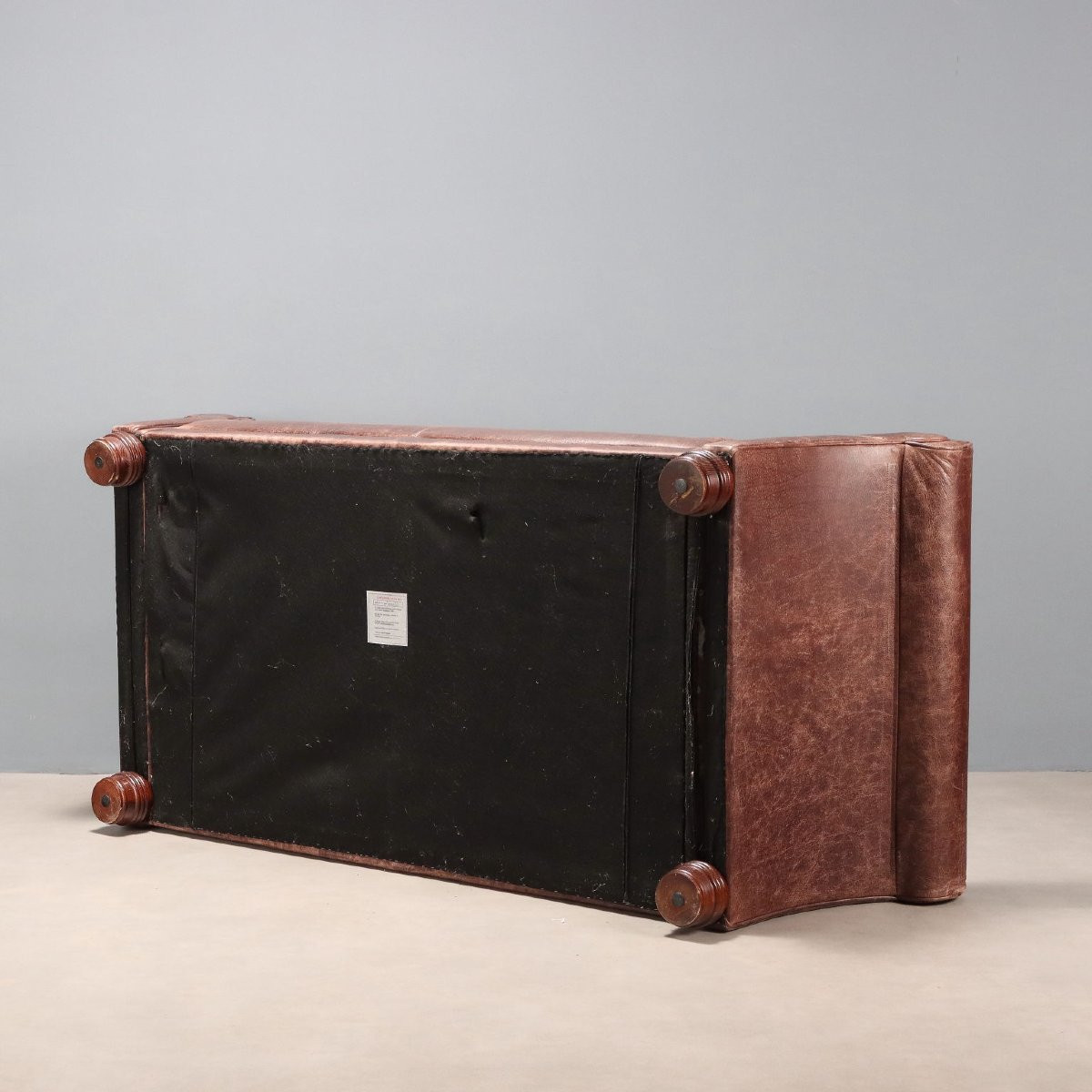 Brown Leather Sofa Italy 20th Century-photo-5