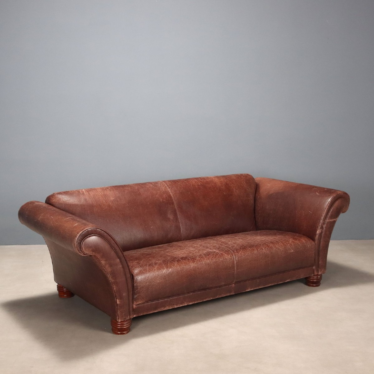Brown Leather Sofa Italy 20th Century