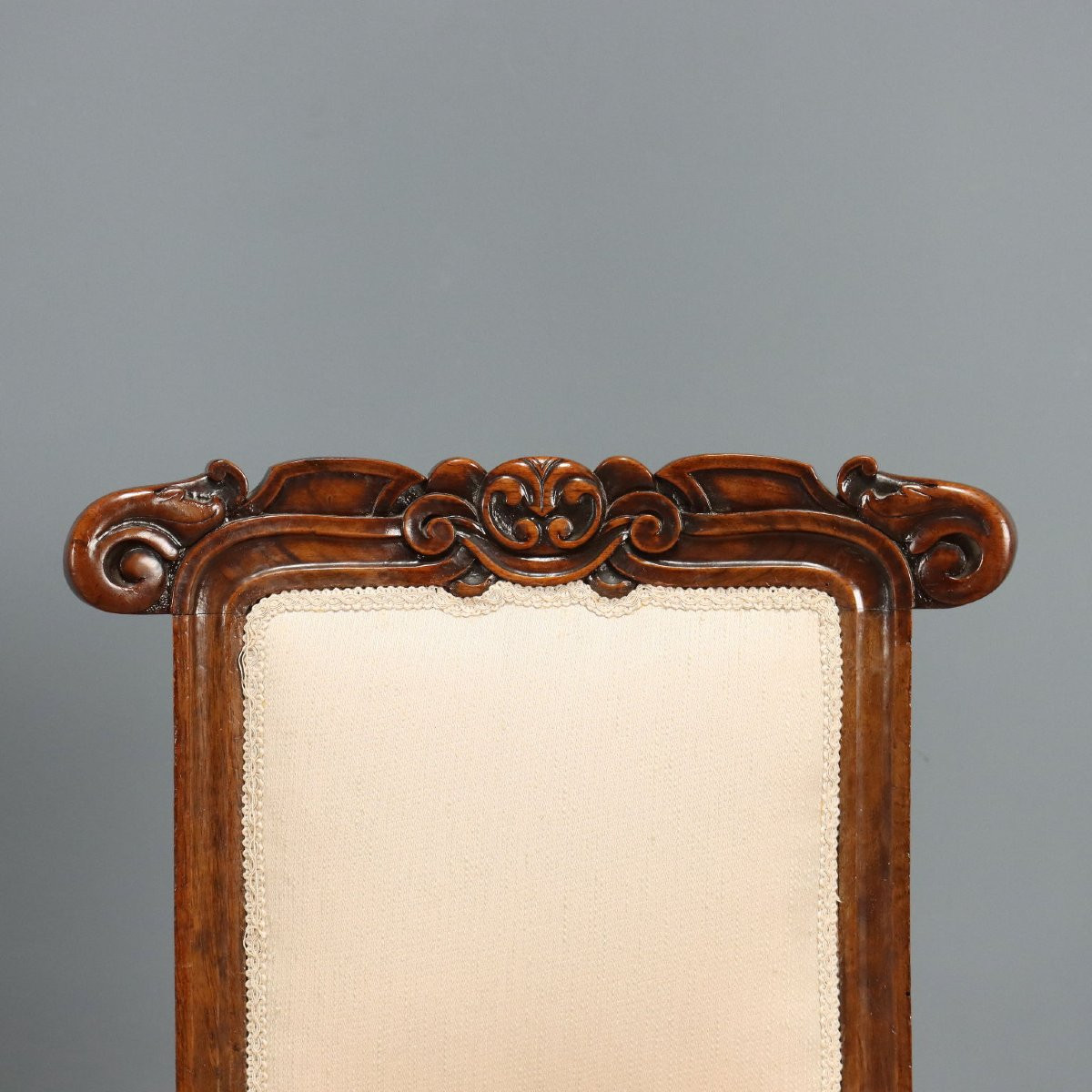 Six Chaises Louis Philippe Anciennes Noyer Gravé XIXe Siècle-photo-1