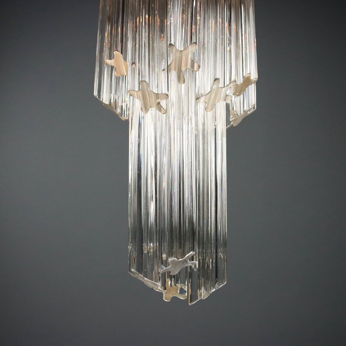 Lustre Vintage Métal Verre de Murano Design Italie Années 1960-photo-3