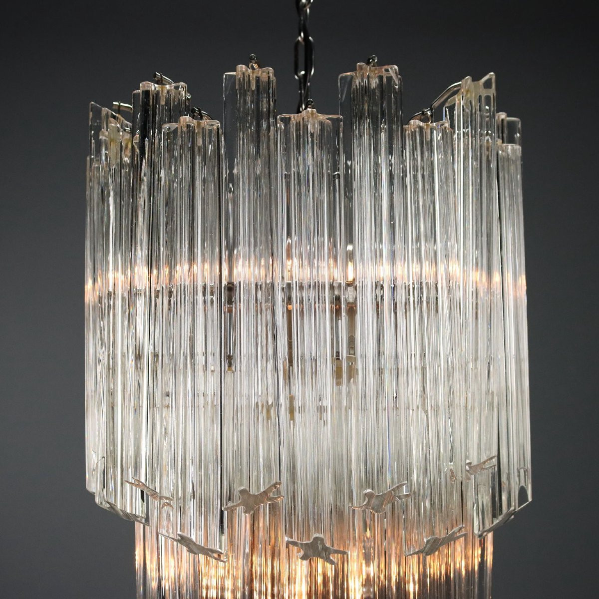 Lustre Vintage Métal Verre de Murano Design Italie Années 1960-photo-1