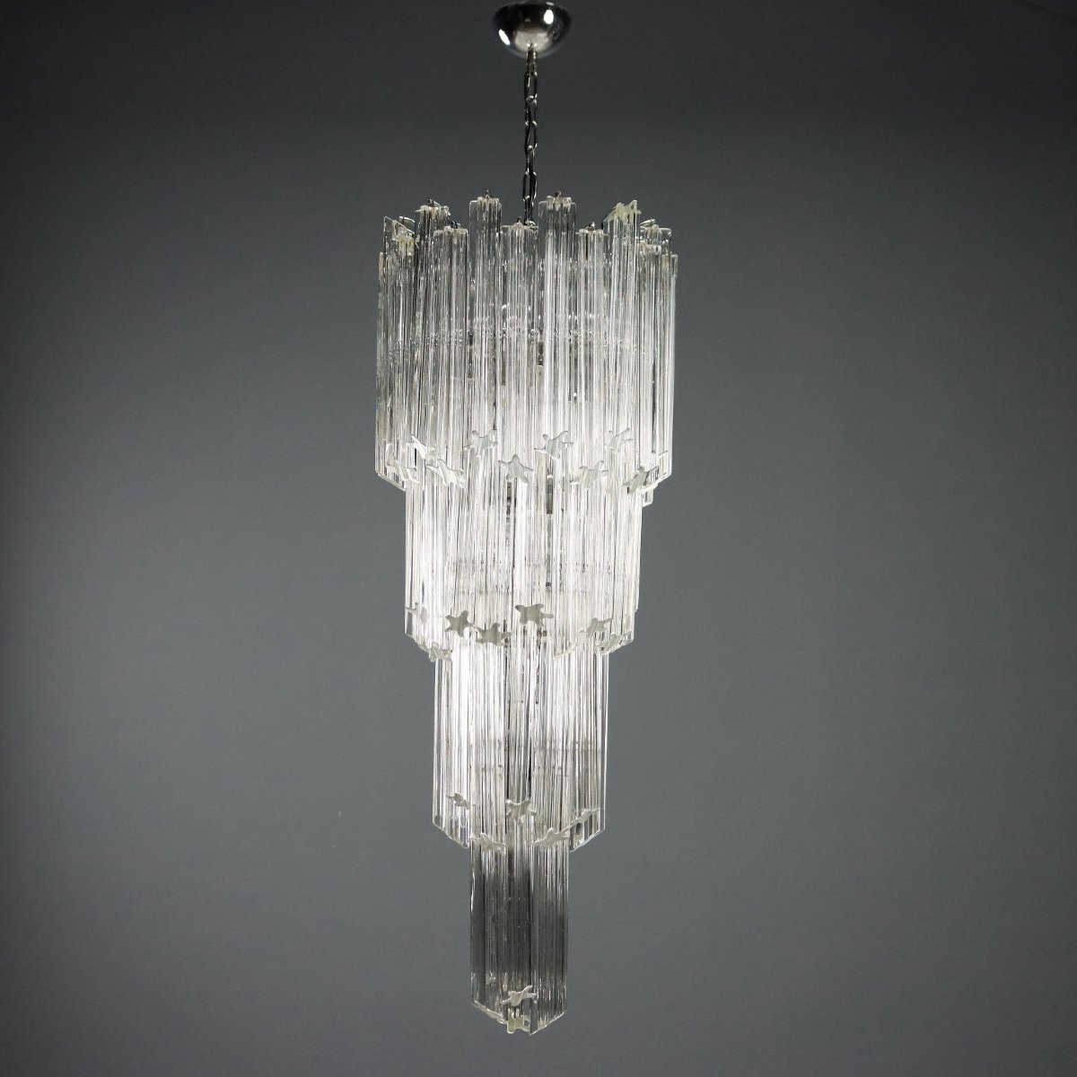 Lustre Vintage Métal Verre de Murano Design Italie Années 1960-photo-4