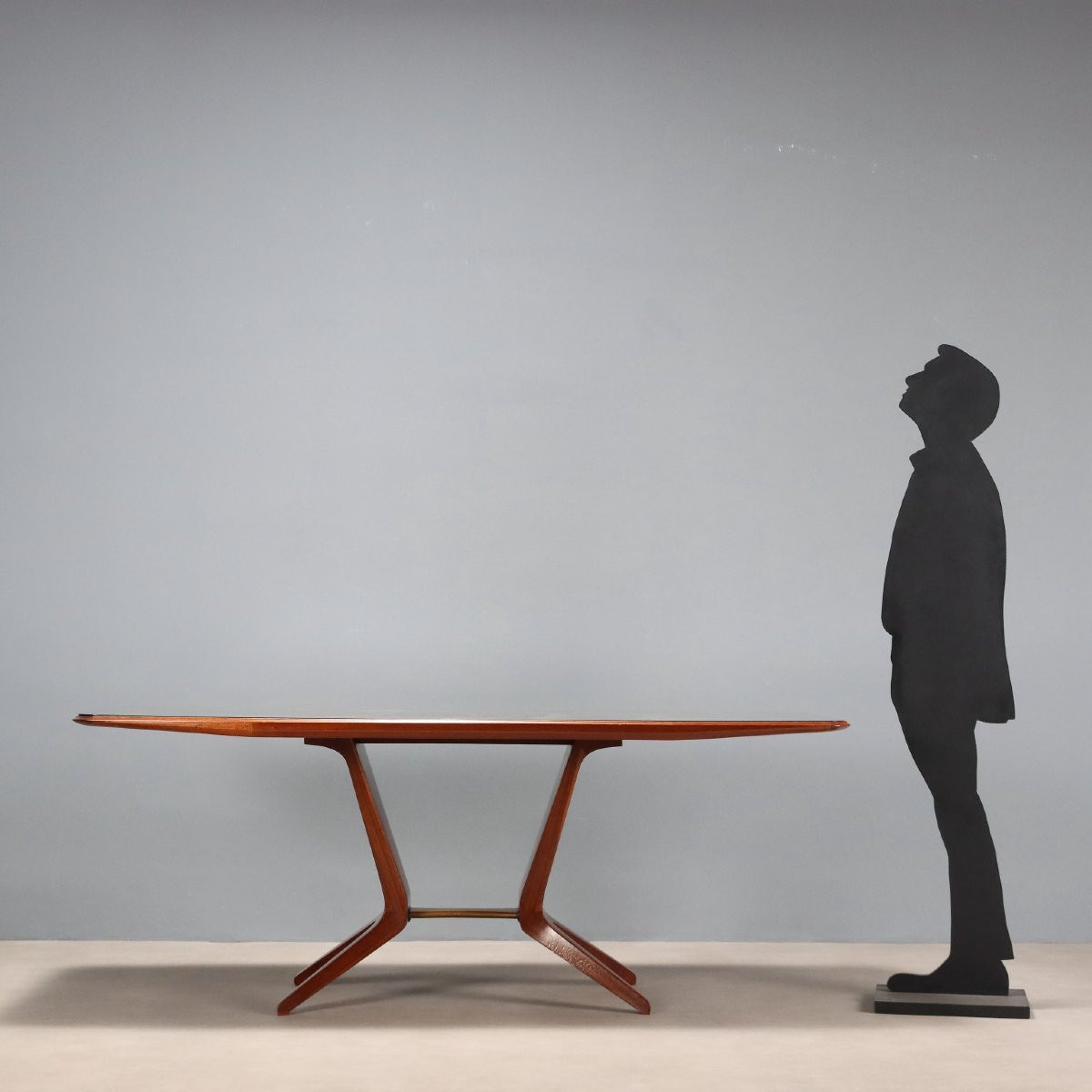 Vintage Table Mahogany Veneer Brass Glass Design Italy 1950s-photo-2