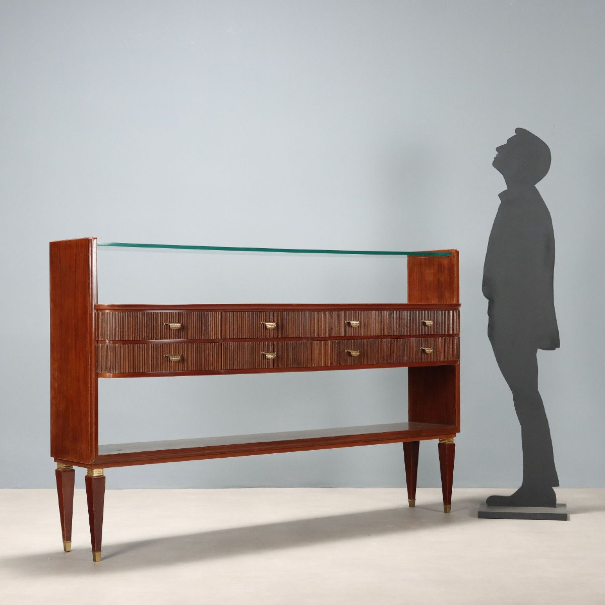 Vintage Cabinet Exotic Woods Veneer Design Italy 1950s-photo-2