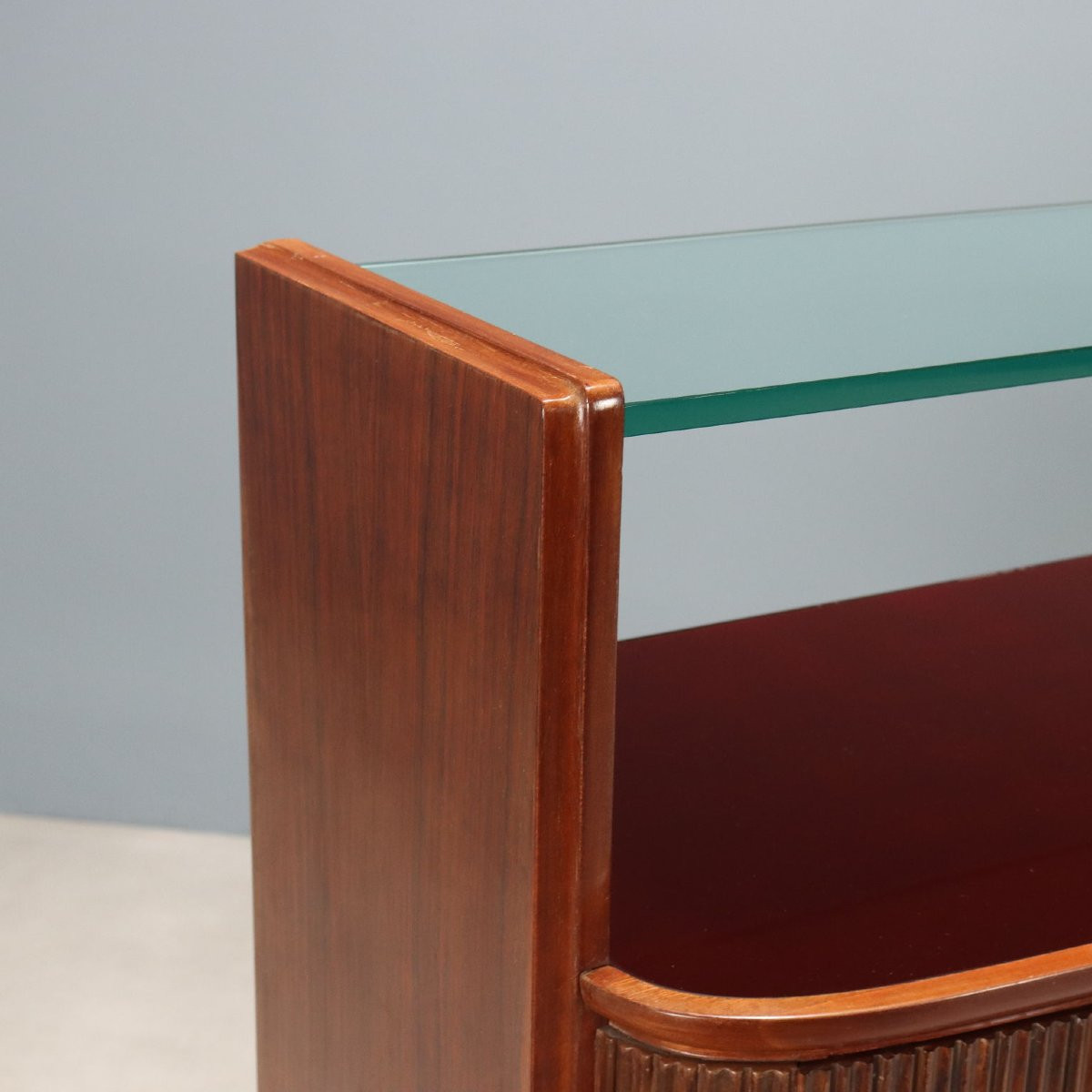 Vintage Cabinet Exotic Woods Veneer Design Italy 1950s-photo-4