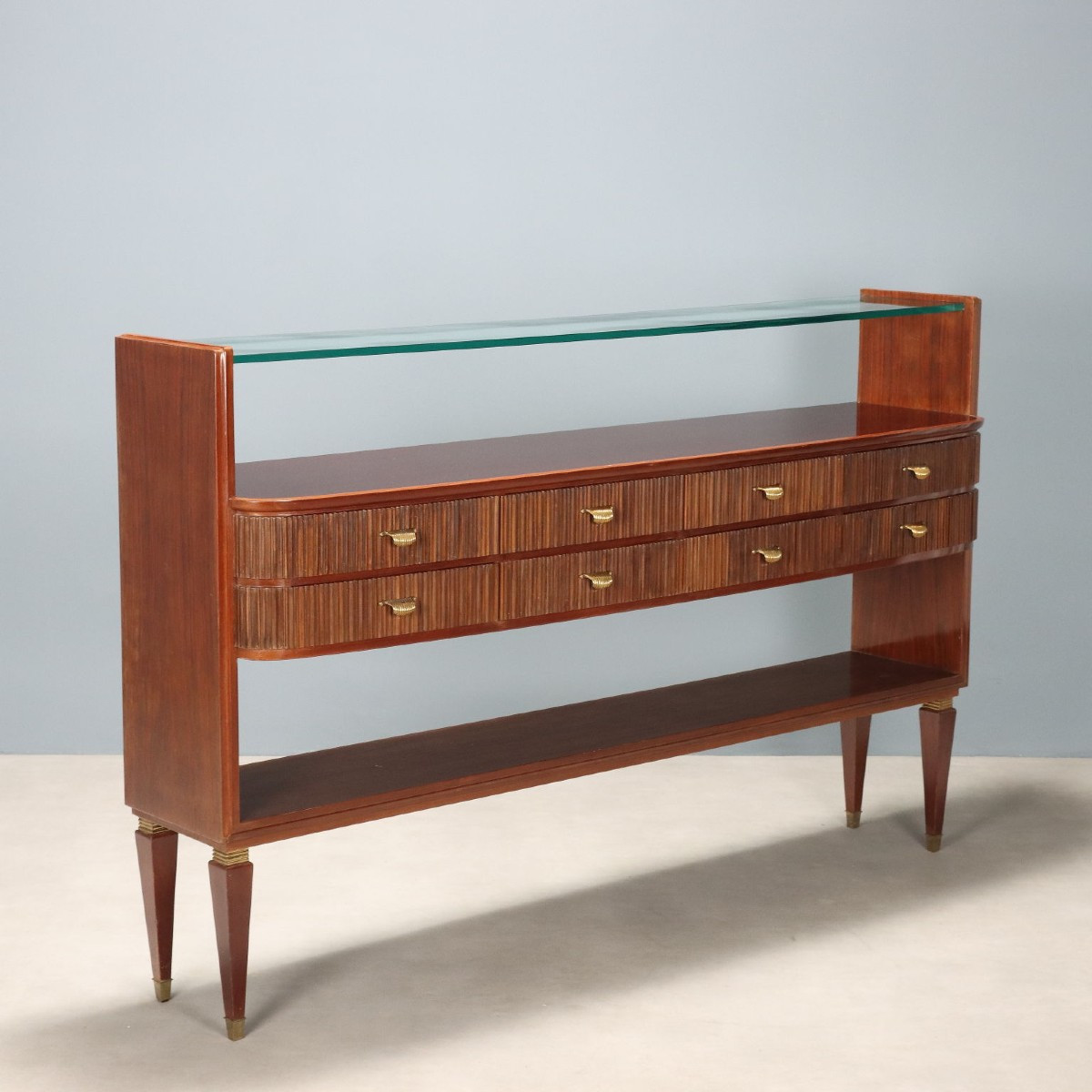 Vintage Cabinet Exotic Woods Veneer Design Italy 1950s