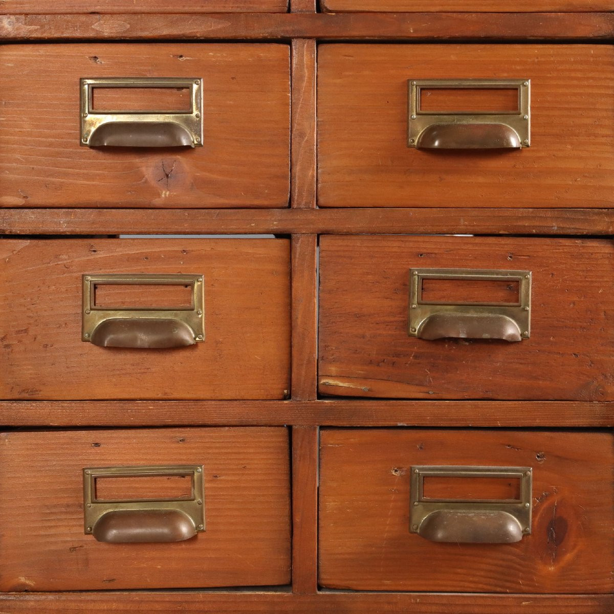 Commode Ancienne Sapin Teinté Noyer 72 Tiroirs Italie XXe Siècle-photo-1