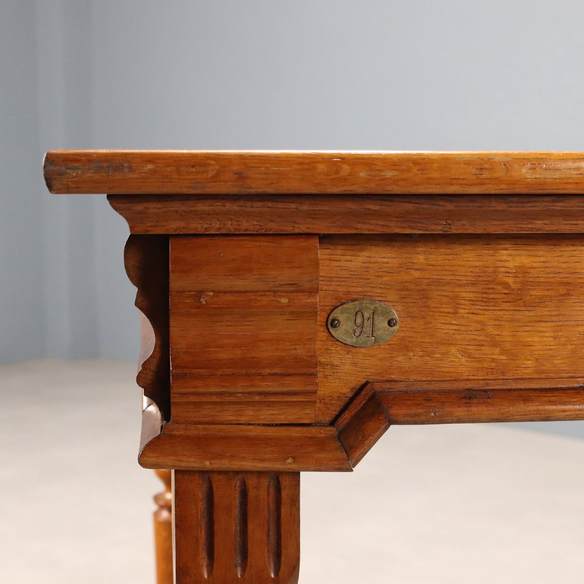 Oak Writing Table With Formica Insert  Italy Early 20th Century-photo-6