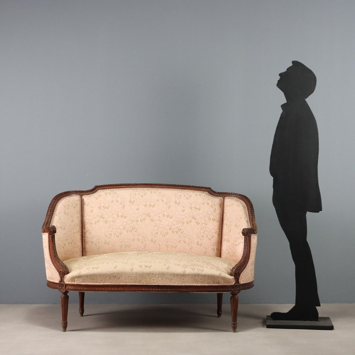 Antique Sofa Neoclassical Style Walnut Carvings XIX Century-photo-2