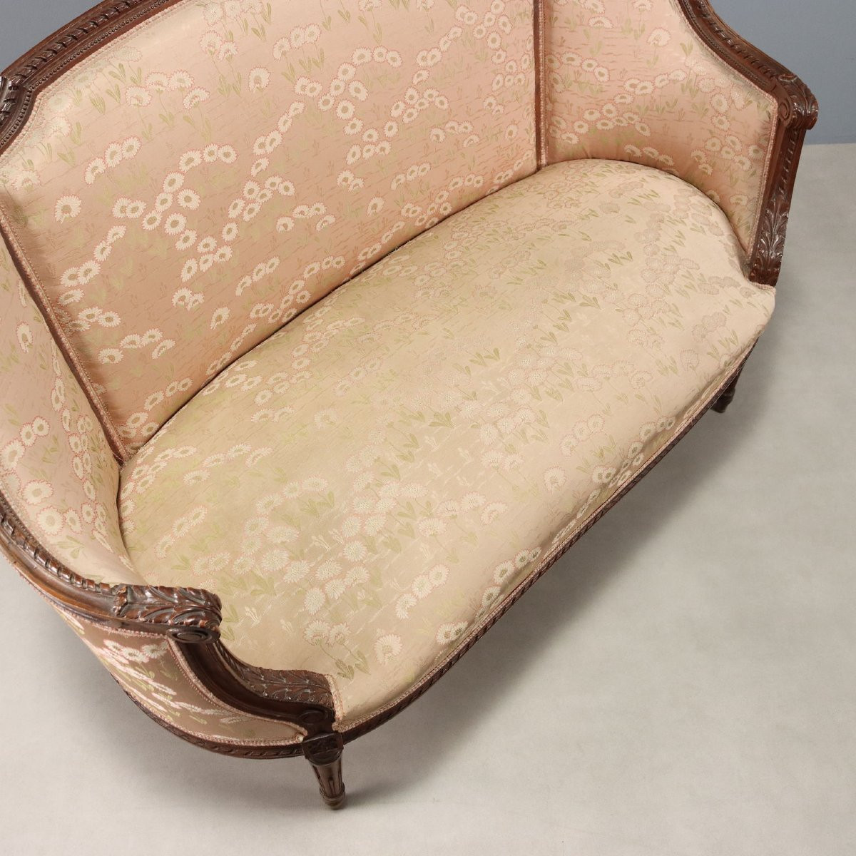 Antique Sofa Neoclassical Style Walnut Carvings XIX Century-photo-2