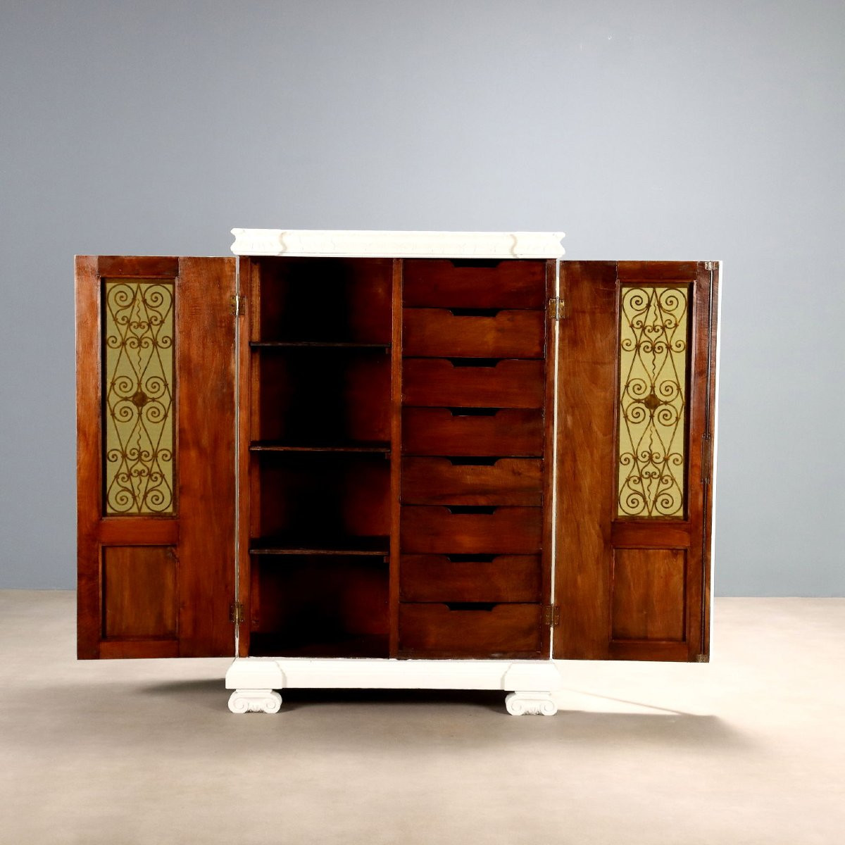 Neo-renaissance Style Poplar Cabinet Italy First Half Of The 20th Century-photo-3