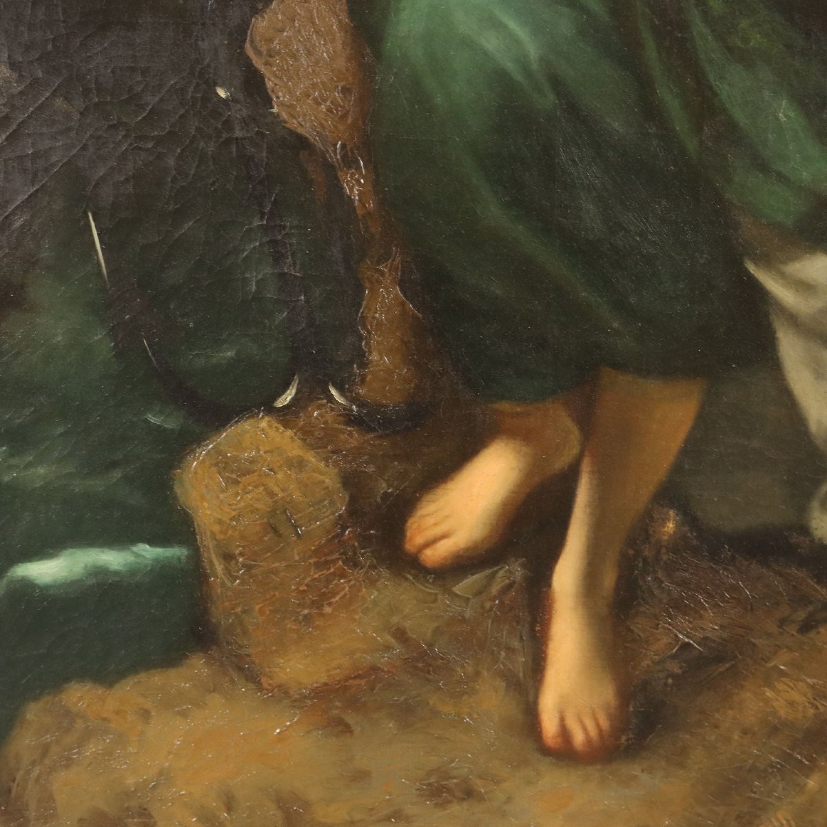 Antique Painting Allegory Of Hope Oil On Canvas XIX Century-photo-3