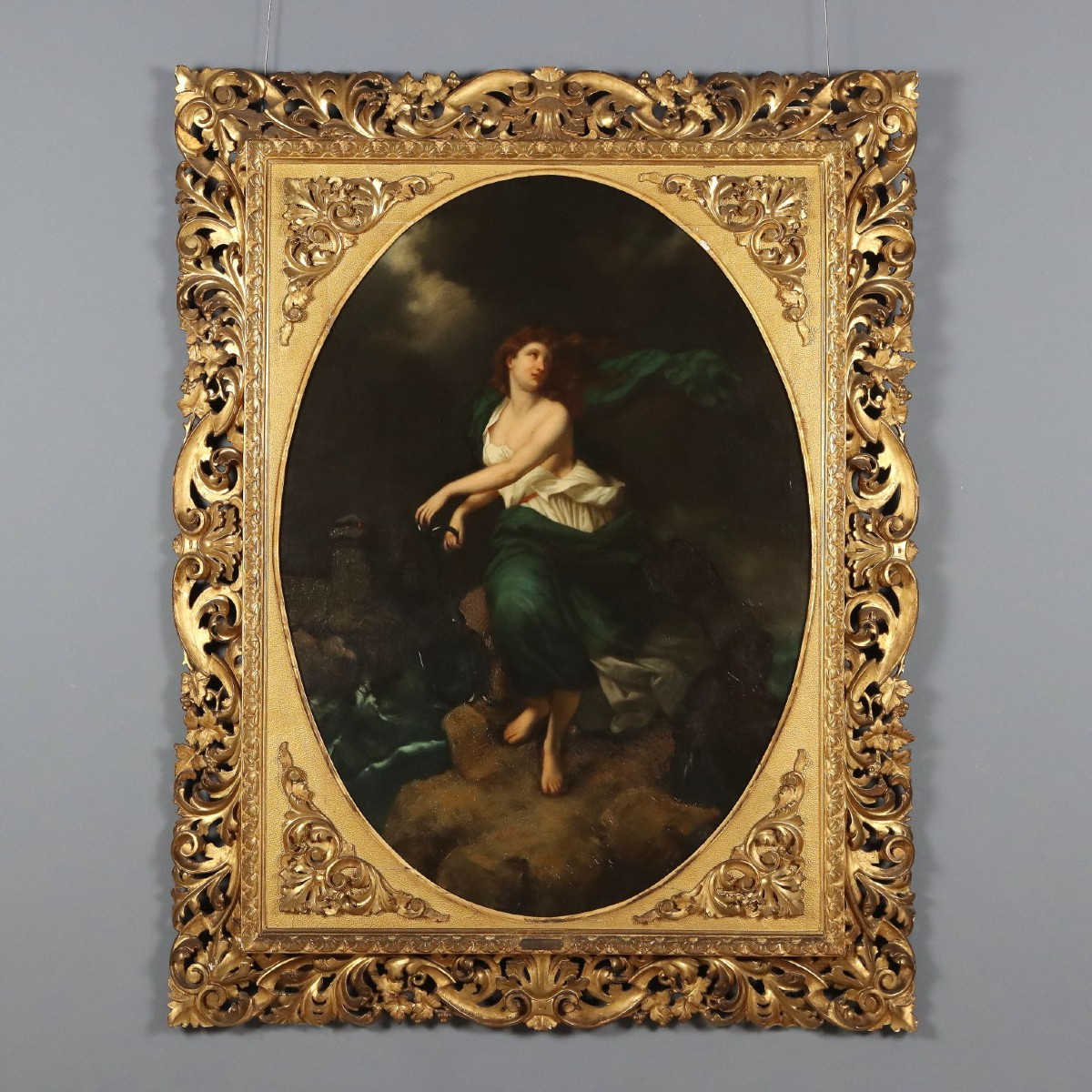 Antique Painting Allegory Of Hope Oil On Canvas XIX Century