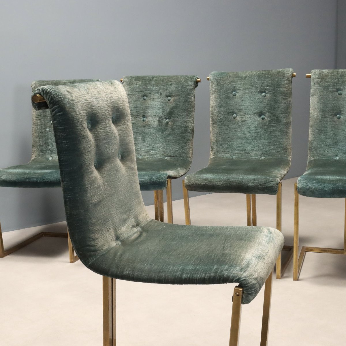 Chaises Vintage Métal Tissu Design Italie des Années 1960-photo-3