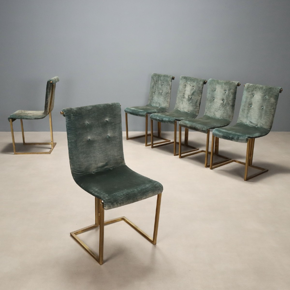 Chaises Vintage Métal Tissu Design Italie des Années 1960