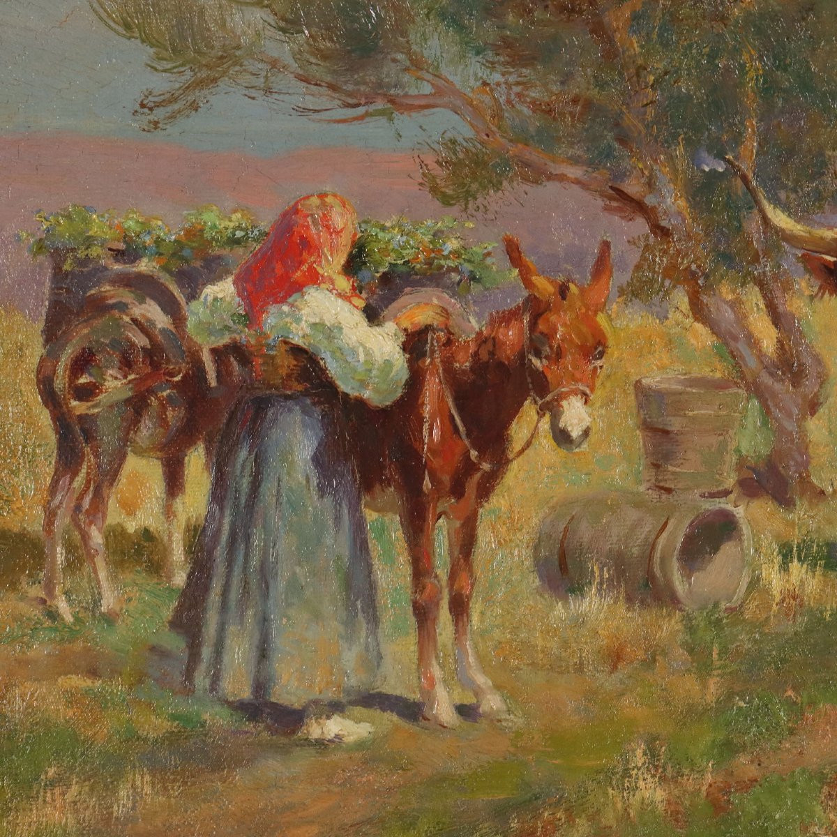 Countryside Glimpse Painting Signed Pietro Barucci XIX Century-photo-3