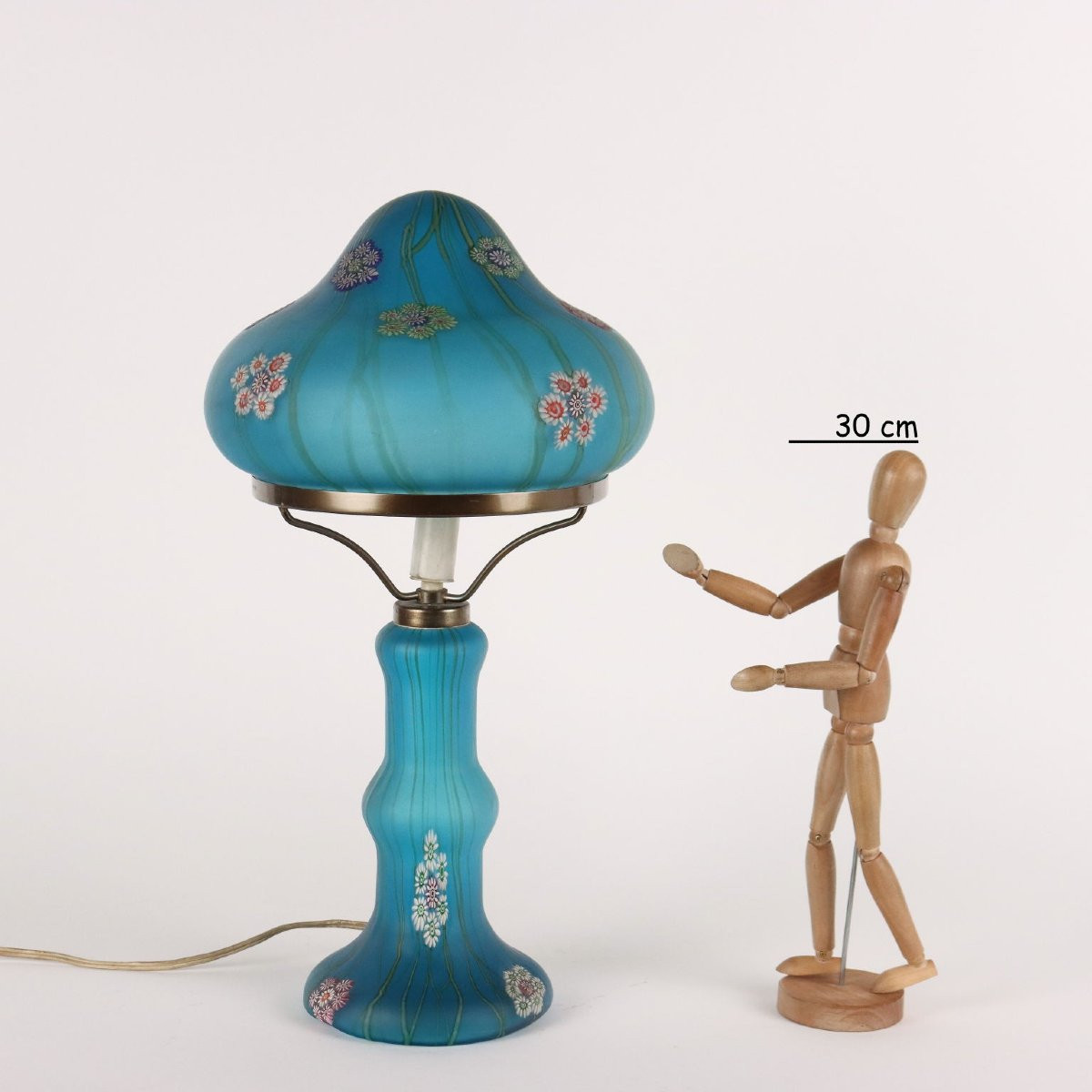 Vintage 1950s Table Lamp Millefiori By F.lli Toso Glass Italy-photo-2