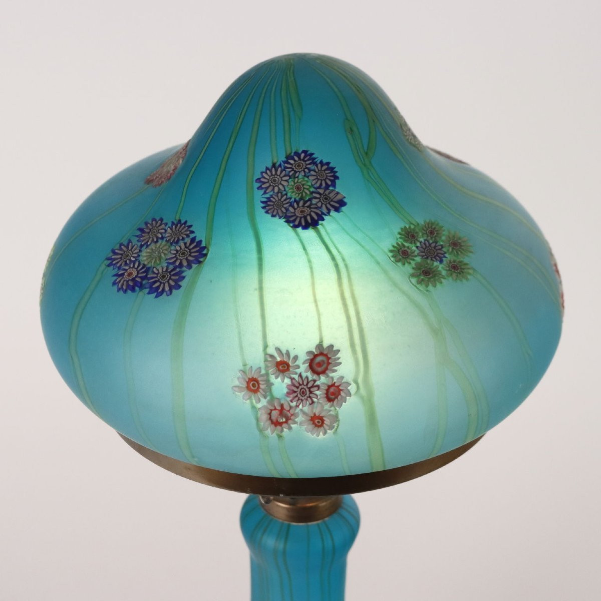 Vintage 1950s Table Lamp Millefiori By F.lli Toso Glass Italy-photo-3