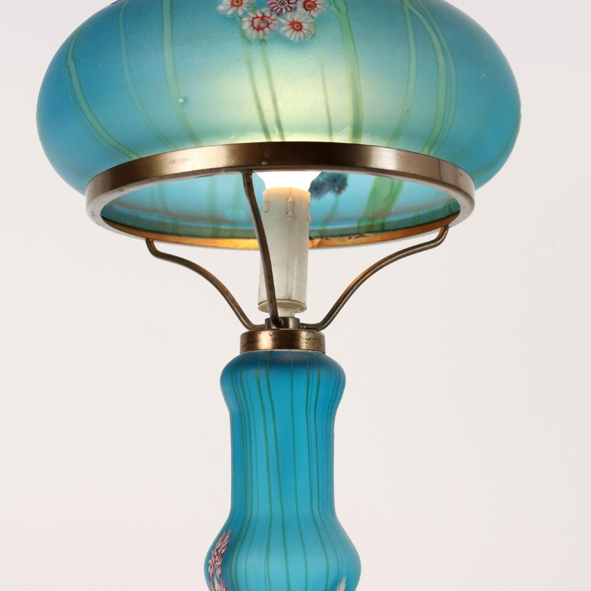 Vintage 1950s Table Lamp Millefiori By F.lli Toso Glass Italy-photo-4