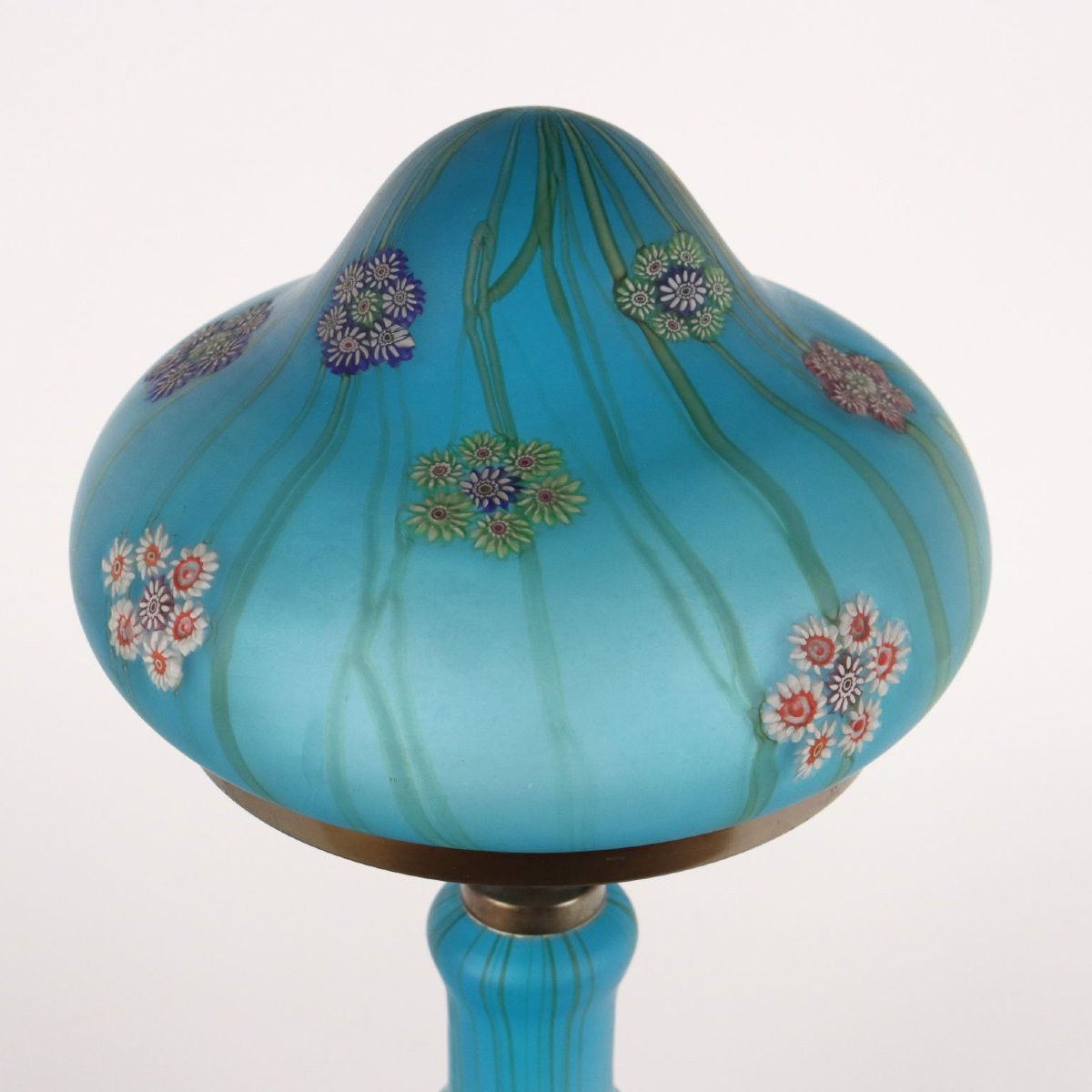 Vintage 1950s Table Lamp Millefiori By F.lli Toso Glass Italy-photo-3